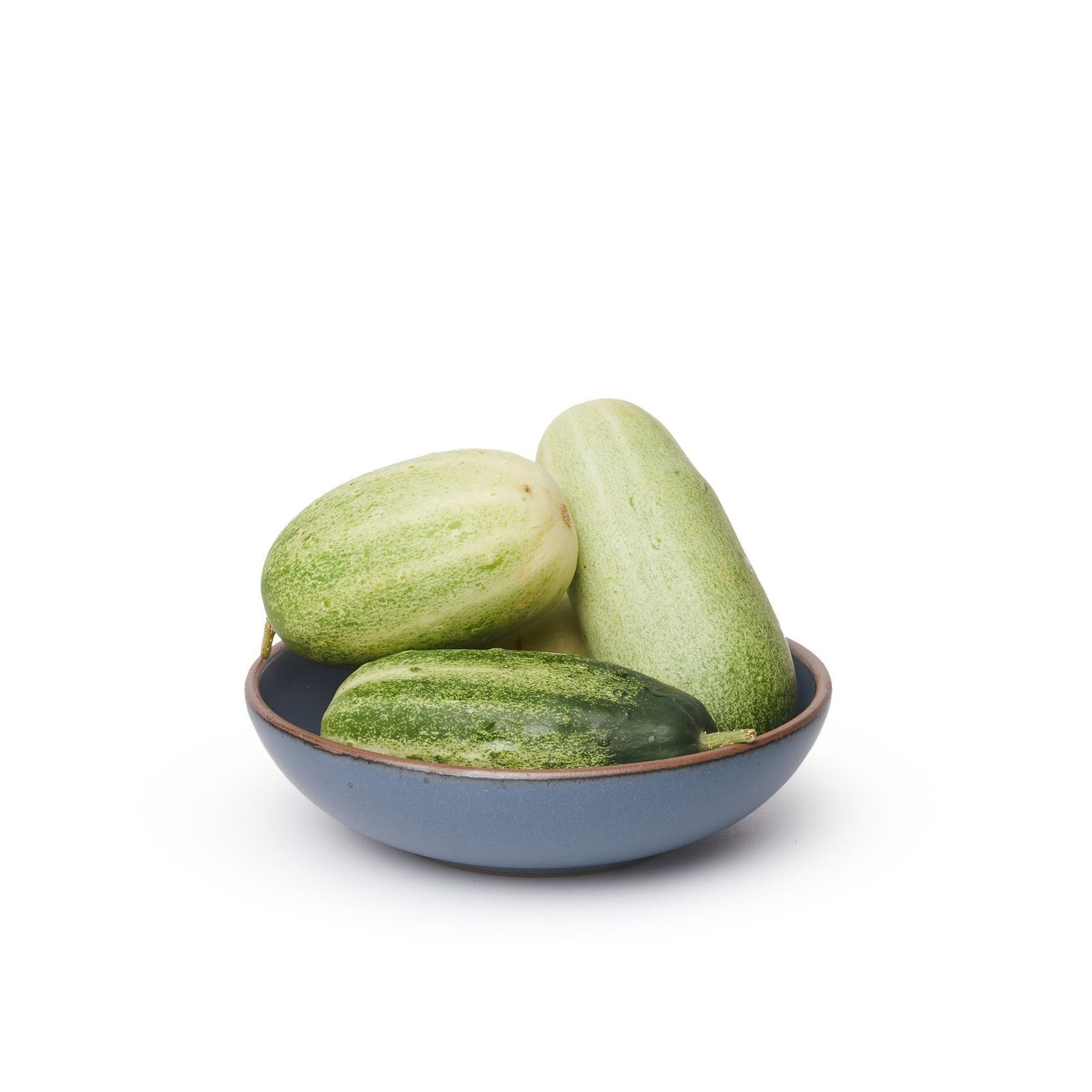 Goallo daily bowl in Deep Cobalt, shown with cucumbers