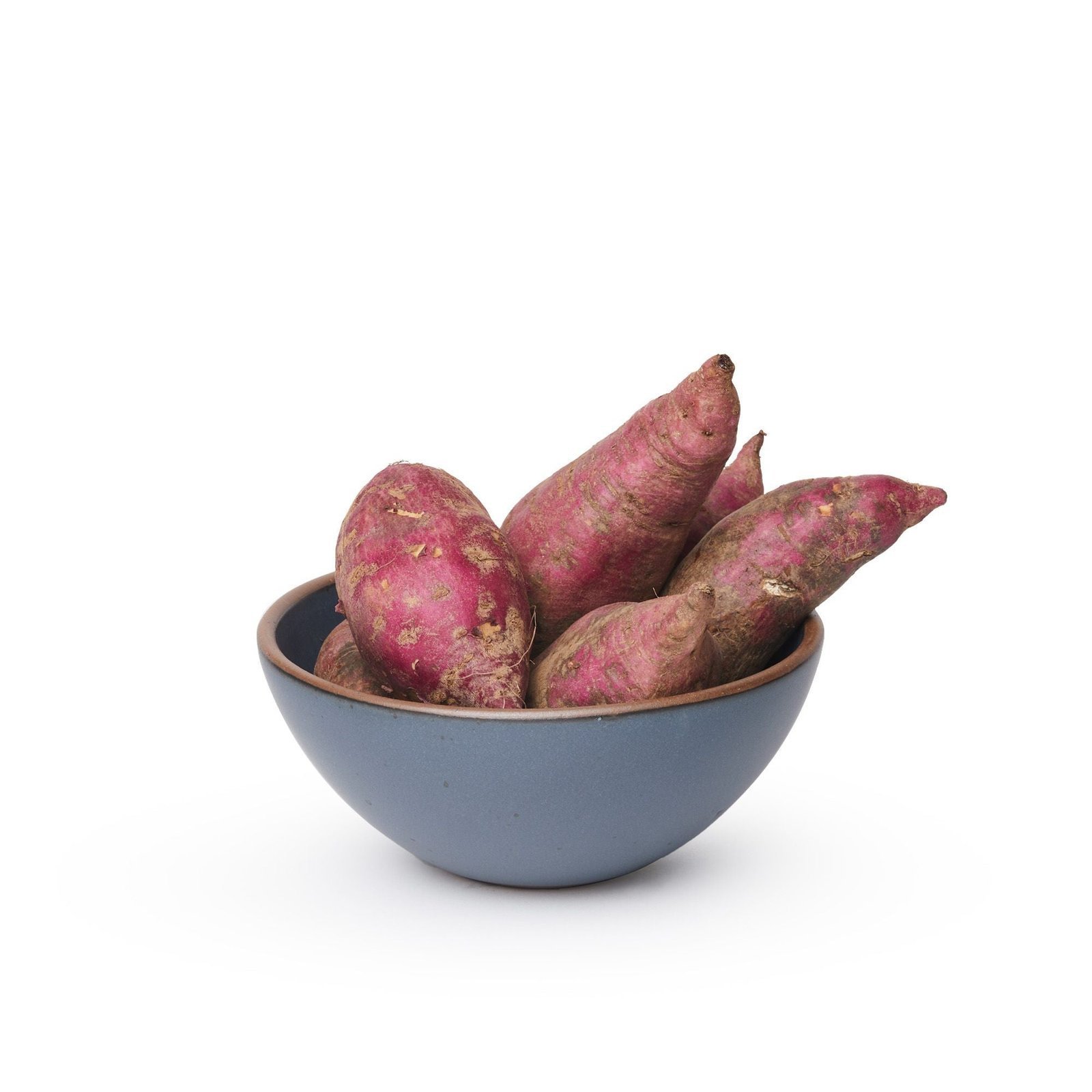 Goallo soup bowl in Deep Cobalt, shown with sweet potatoes