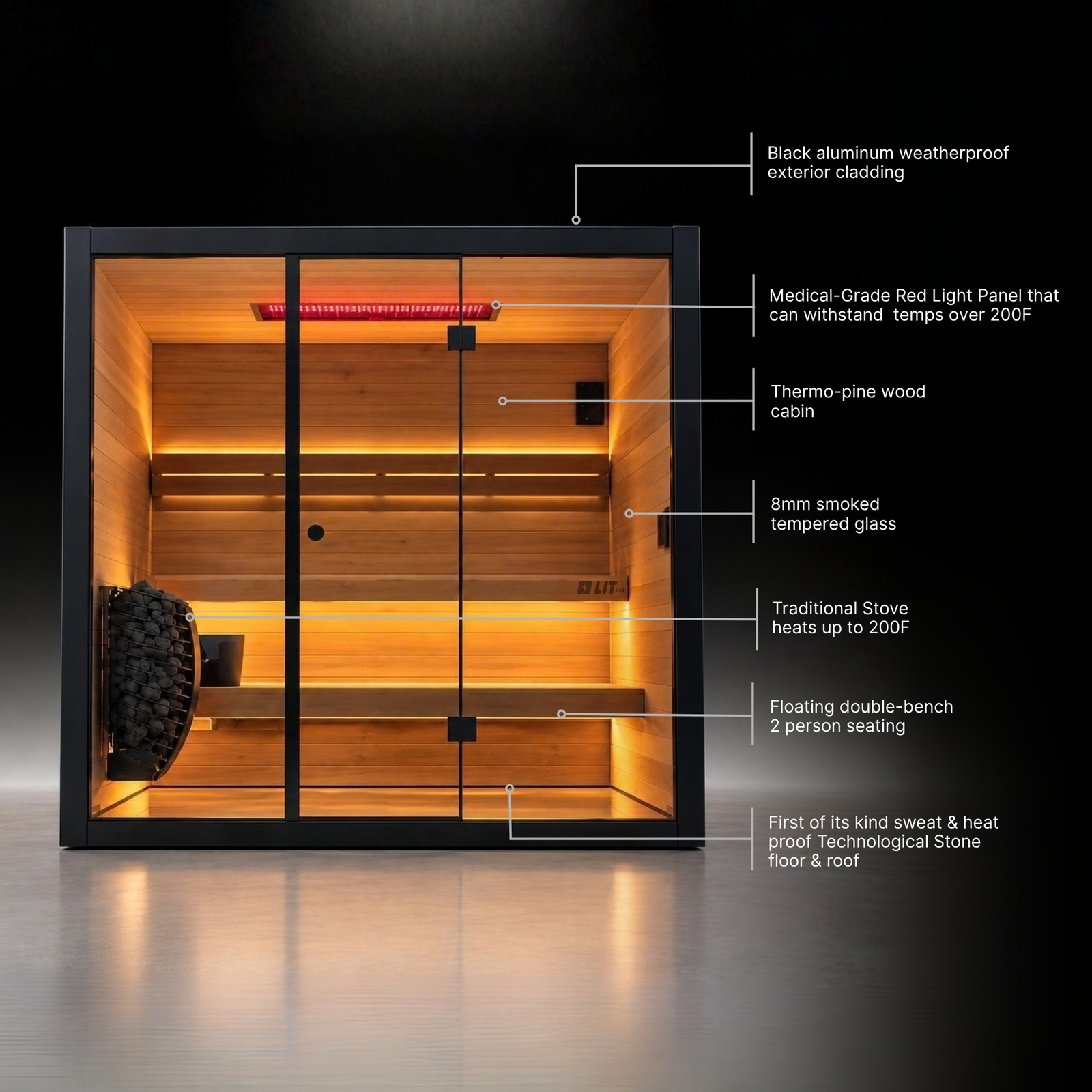 Vault Luxe — Traditional + Red Light Sauna (8 person) - Image 2